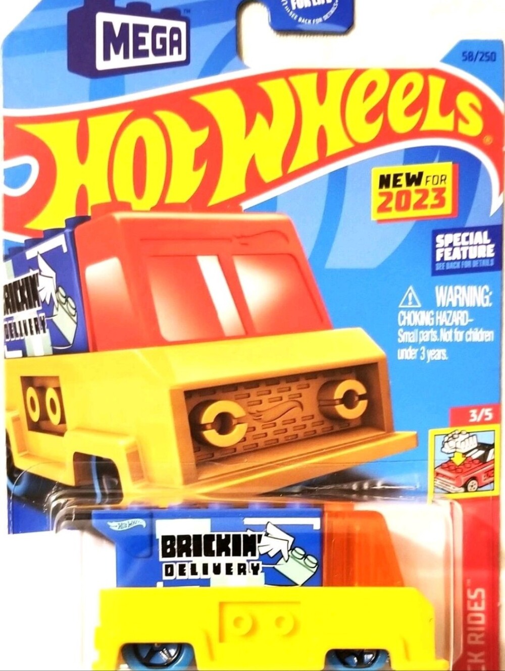 🆕Hot Wheels - 2023 Brick Rides 3/5 Brickin' Delivery 58/250 (BBHKJ87)